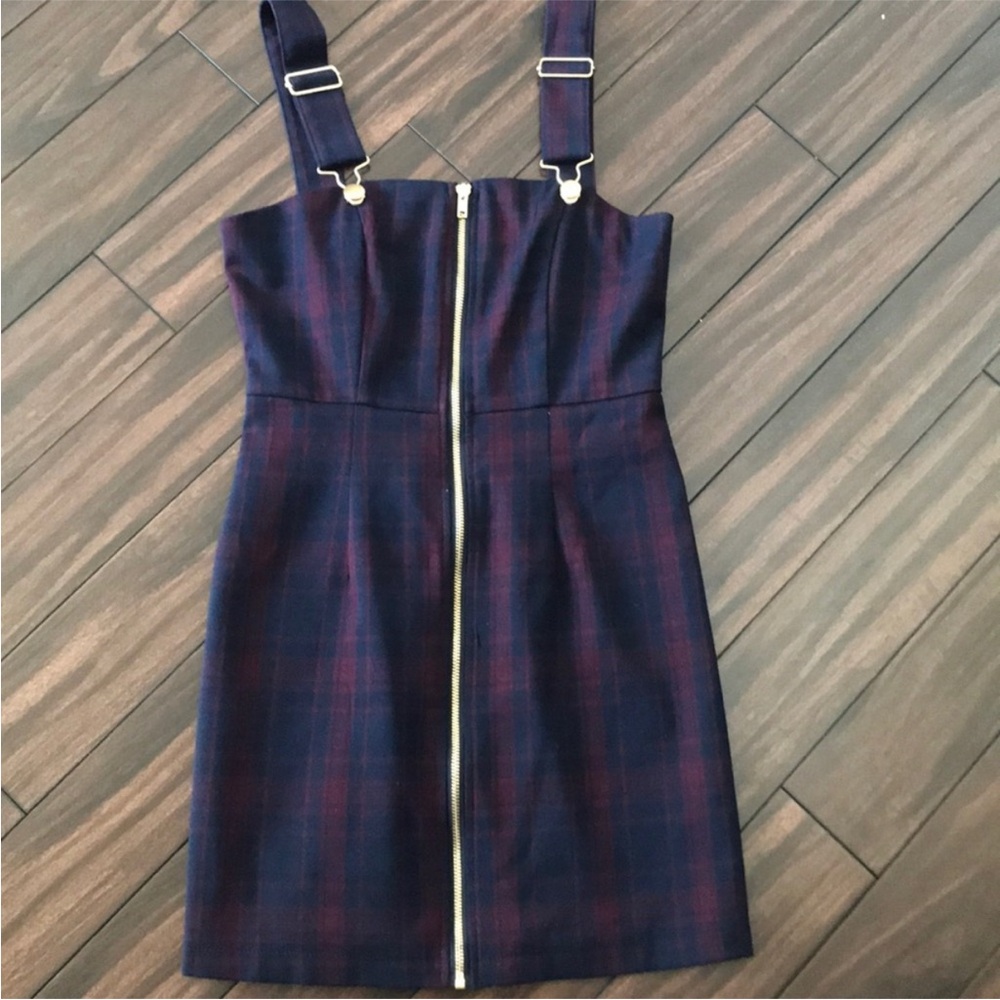 💙NEW~ FOREVER 21 PLAID OVERALL DRESS